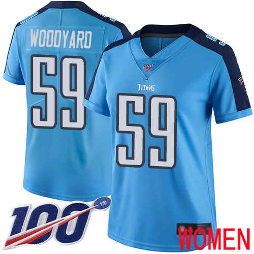 Tennessee Titans Limited Light Blue Women Wesley Woodyard Jersey NFL Football #59 100th Season Rush Vapor Untouchable->women nfl jersey->Women Jersey